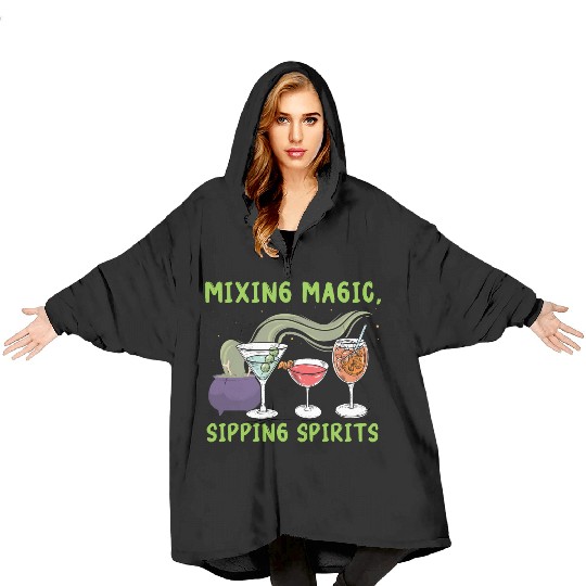 Mixing Magic Sipping Spirits Bartender Halloween Blanket Hoodies
