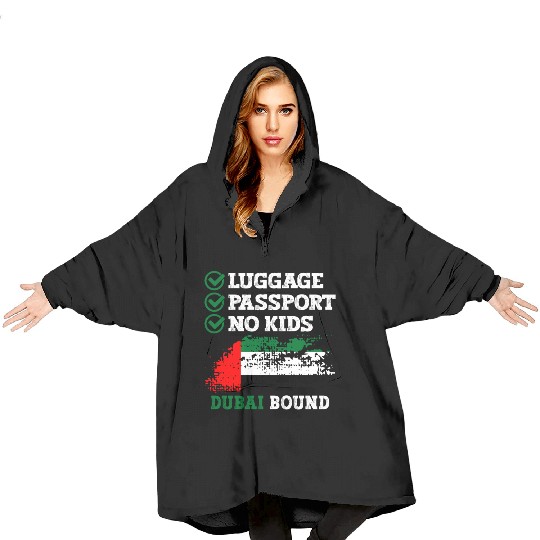 Luggage Passport No Kids Dubai Bound Vacation Blanket Hoodies