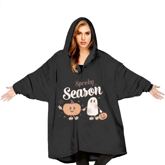 Spooky Season Ghost Pumpkin Friends Blanket Hoodies
