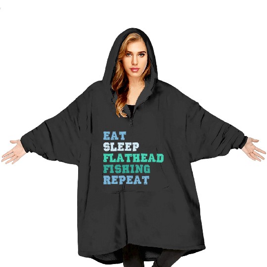 Noodling Eat Sleep Flathead Fishing Repeat Blanket Hoodies