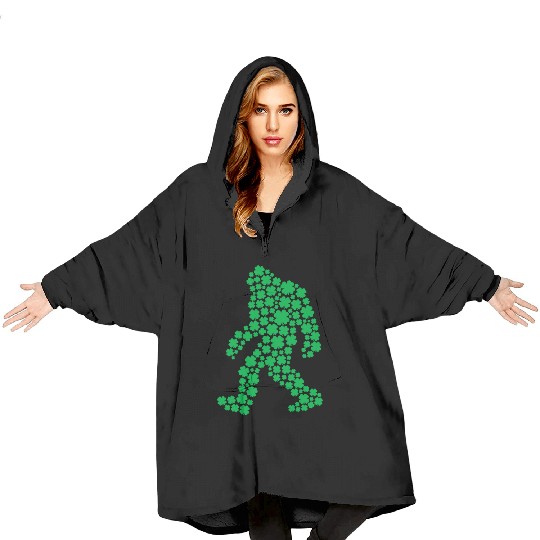 Clover Bigfoot St Patrick's Day Boys Shamrock Blanket Hoodies