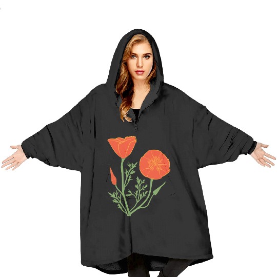 California Poppies on Clear Background Blanket Hoodies