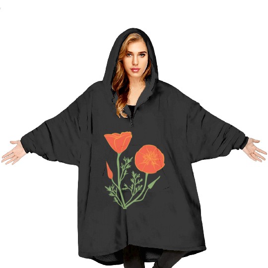 California Poppies on Clear Background Blanket Hoodies