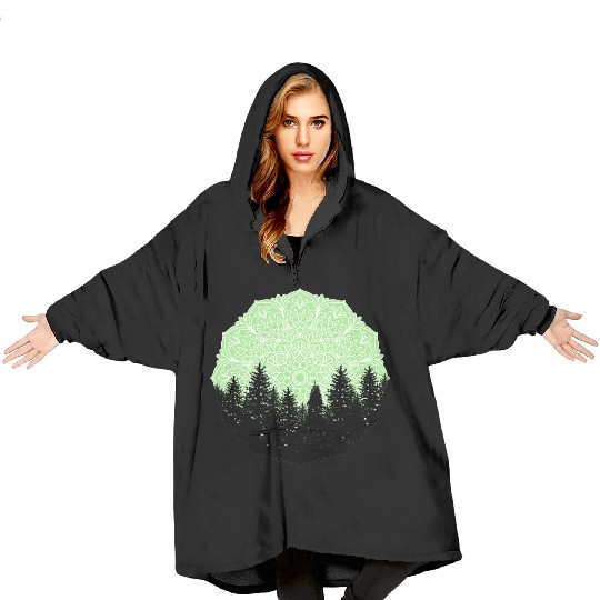 Green Forest Mandala Pacific Northwest Blanket Hoodies