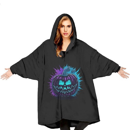 Neon Pumpkin Purple and Teal Blanket Hoodies