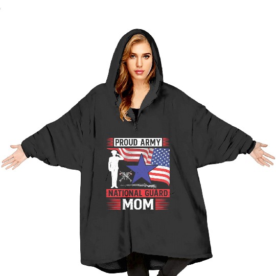 Proud Army National Guard Mom Blanket Hoodies