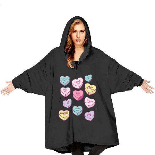 Love Me Kiss Me Pleasure Me Candy Hearts Blanket Hoodies