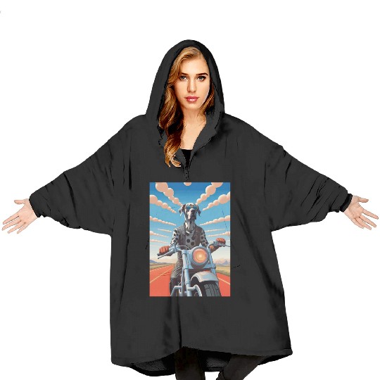 This is Great : Great Dane Riding a Motorcycle Blanket Hoodies