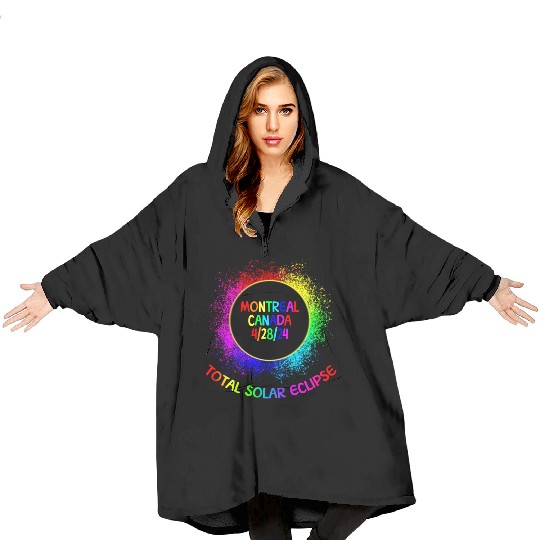 Total Solar Eclipse Montreal Canada 4/28/24 Kidsfa Blanket Hoodies