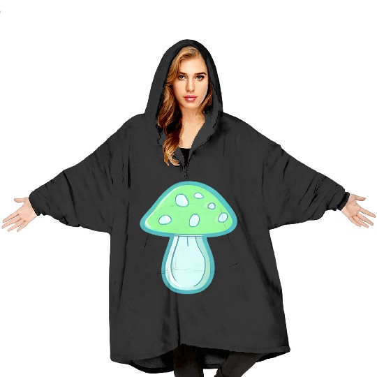 Mushroom CV2 Light Green and Blue Blanket Hoodies