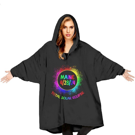 Total Solar Eclipse Maine 4/28/24 Kids Eclipse Blanket Hoodies