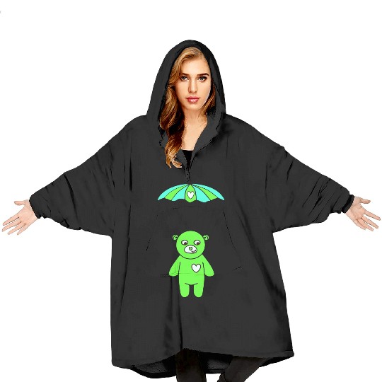 Teddy Bear - The Green Skydiver Blanket Hoodies