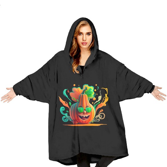 Funny tropic pumpkin Blanket Hoodies