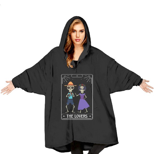 The Lovers Tarot Card Got Skeleton Skull Halloween Blanket Hoodies