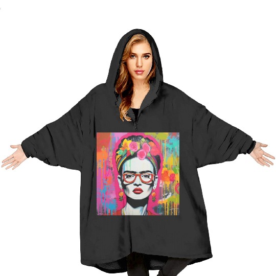 Frida Kahlo style urban art colorfull graffiti Blanket Hoodies