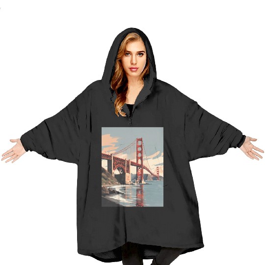 Golden Gate Bridge California Blanket Hoodies, Golden Gate