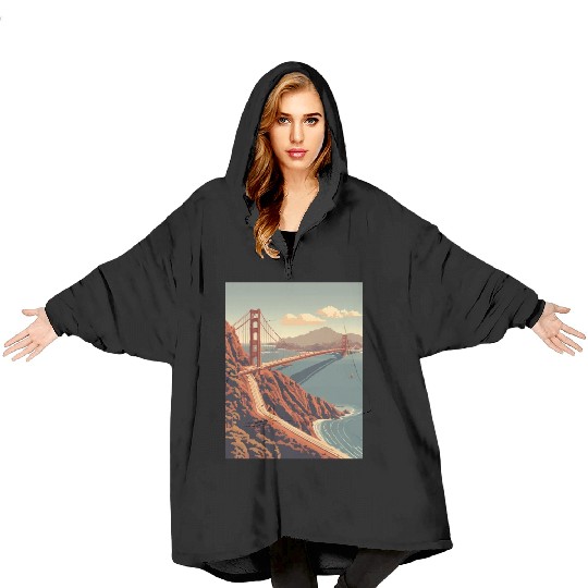 Golden Gate Bridge California Blanket Hoodies, Golden Gate