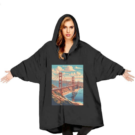 Golden Gate Bridge California Blanket Hoodies Blanket Hoodies, Golden