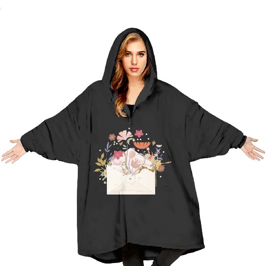 floral envelope with flowers and seal Blanket Hoodies