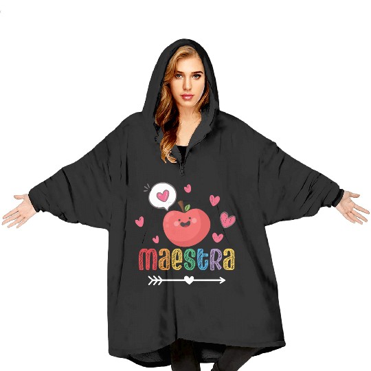 Maestra Bilingual Spanish Teacher team Blanket Hoodies