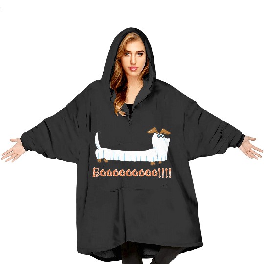 Halloween Dachshund Ghost Design Blanket Hoodies