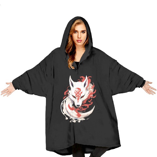 Japan Anime Kitsune Maske Kumiho Fox Samurai Blanket Hoodies