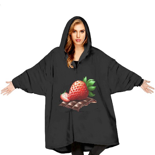 Sweet Temptation: Strawberry Meets Dark Chocolate Blanket Hoodies
