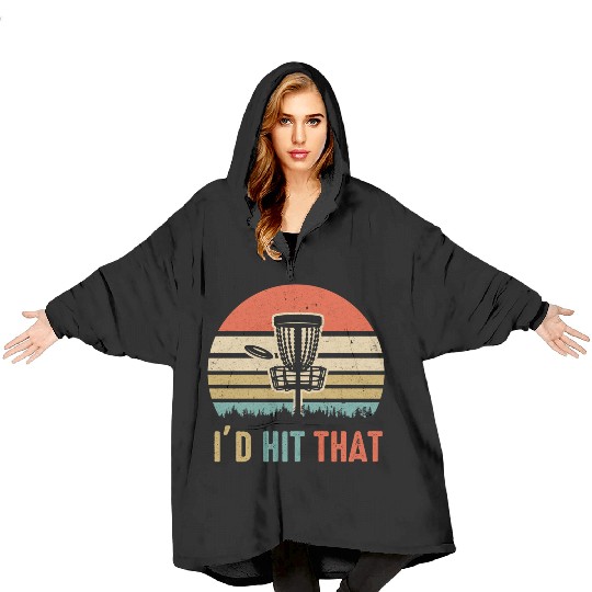 I d Hit That Disc Golf Vintage Sunset Funny Father Blanket Hoodies