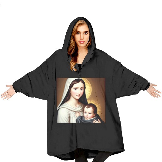 Mother Mary and Baby Jesus Blanket Hoodies