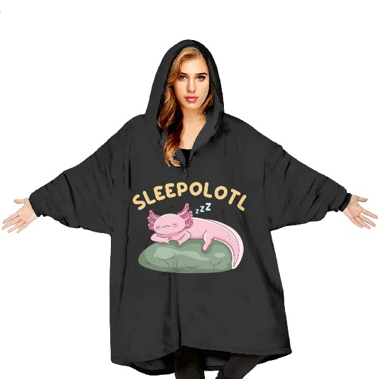 Sleepolotl Pun Design for Axolotl Lovers Blanket Hoodies
