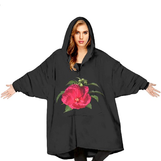 Dark Pink Hibiscus Blanket Hoodies