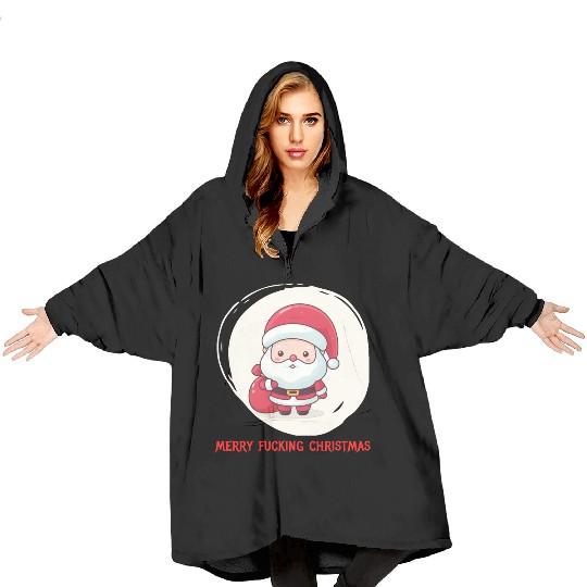 Cute Bad Santa Blanket Hoodies