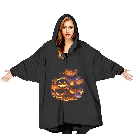 Lantern Pumpkin Face Halloween Costume funny Gif Blanket Hoodies