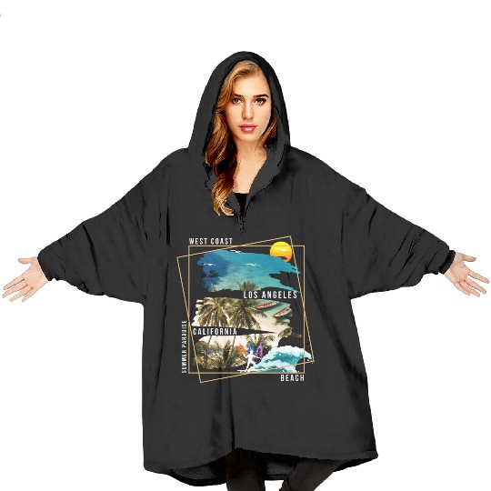 West Coast Los Angeles California Beach Blanket Hoodies
