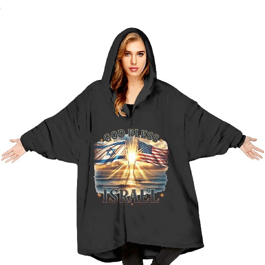 United for Israel God Bless Israel - Promised Land Blanket Hoodies