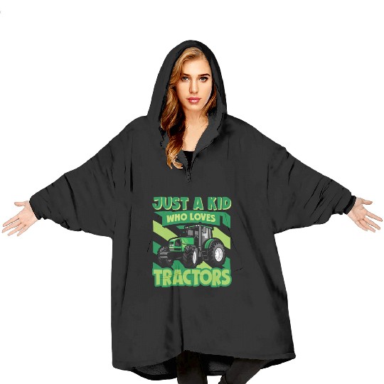Tractor Lovers Just a Kid Who Loves Tractors Blanket Hoodies