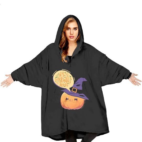 Cute Little Witch Pumpkin WithFall Greeting Blanket Hoodies
