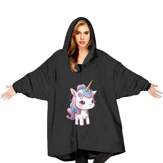 Rainbow unicorn 3 Blanket Hoodies