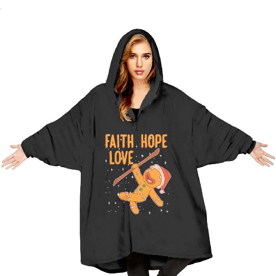 Faith Hope Love Religious Christmas Costume Blanket Hoodies