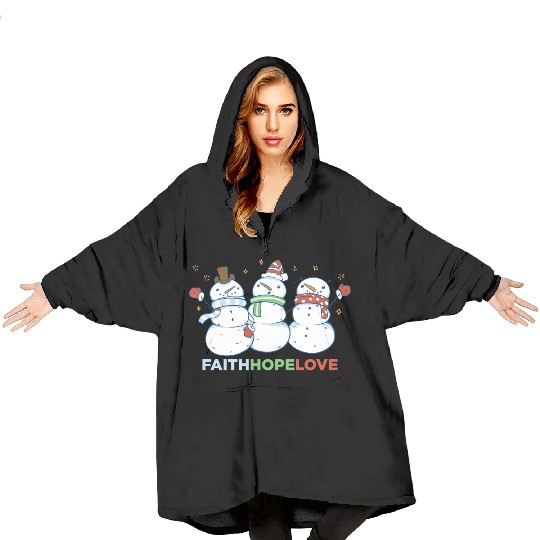 Religious Family Faith Hope Love Christmas Blanket Hoodies