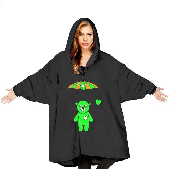 Teddy Bear - The Green Skydiver Blanket Hoodies