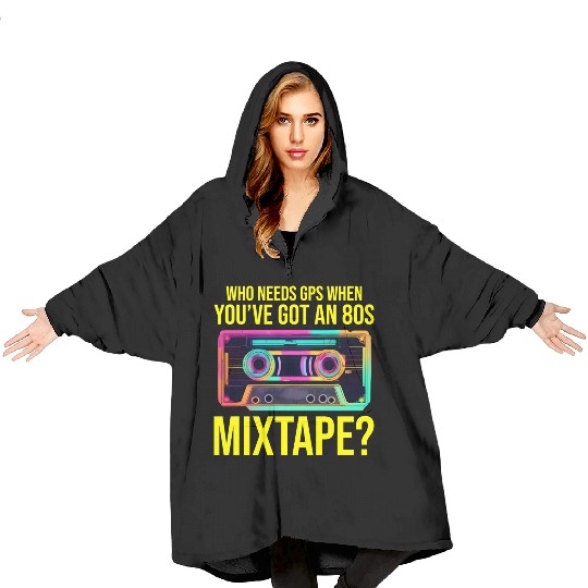 Neon '80s Cassette Tape: Nostalgic Retro Vibes Blanket Hoodies