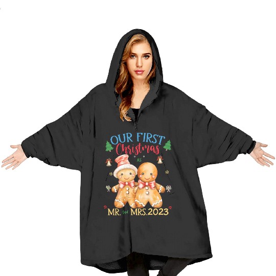 gingerbread couple first Christmas Mr. and Mrs. Blanket Hoodies