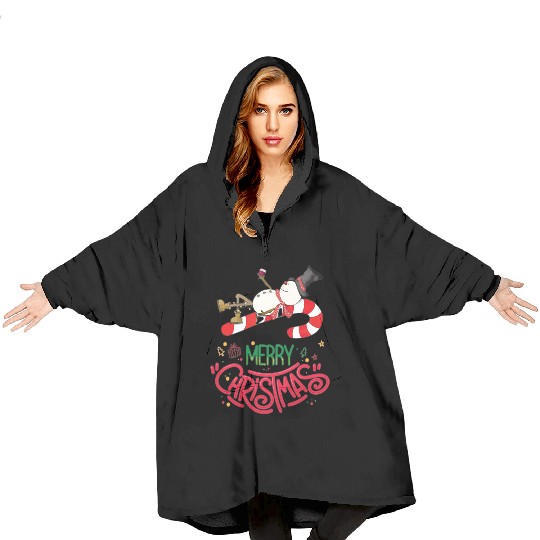 Snowman Lying On Candy Cane Merry Christmas Blanket Hoodies