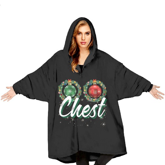 Chest Nuts Christmas Couple Funny Matching Blanket Hoodies