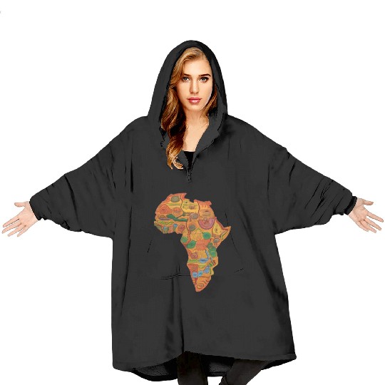 Colourful African Map For Afrocentric Lovers. Blanket Hoodies