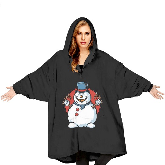 frosty snowman creepy Blanket Hoodies