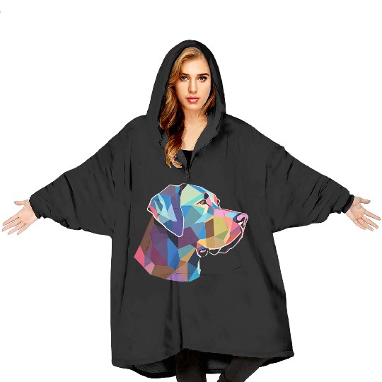 Labrador retrievers, polygon art, colorful dog Blanket Hoodies