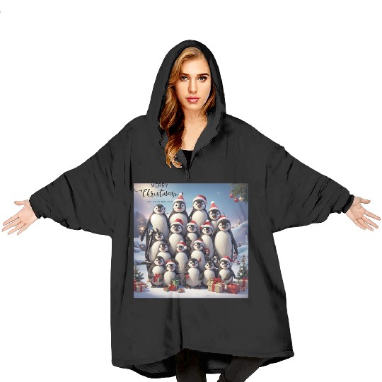 Christmas penguins Blanket Hoodies