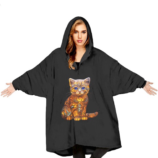 Stained Glass Scottish Fold kitten Blanket Hoodies